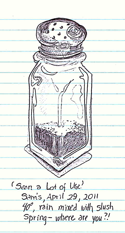 Ballpoint pen sketch of pepper shaker