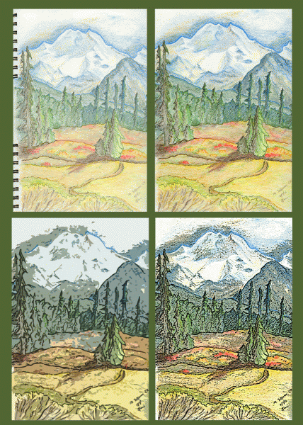 4 sketches of Mount Jefferson