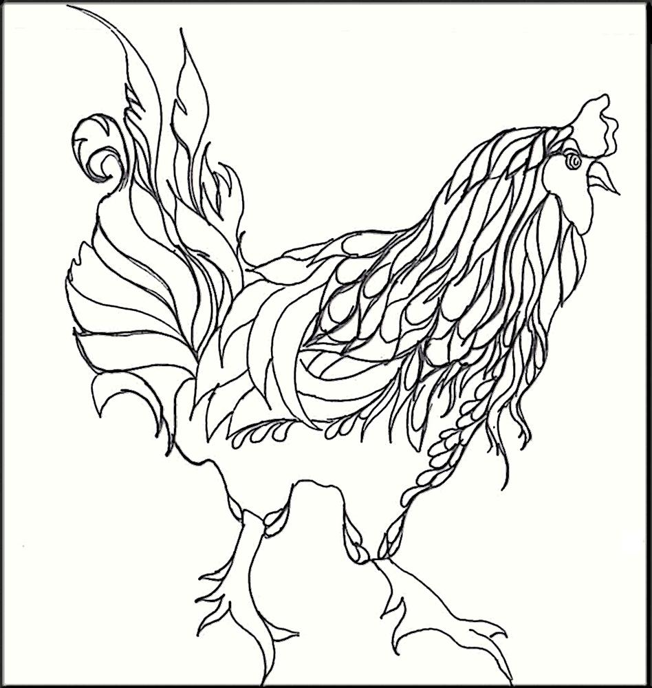 coloring page rooster