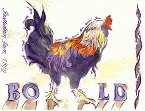 watercolor rooster with text