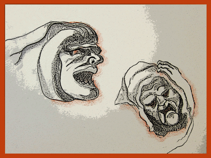 sketch of grotesqhe faces