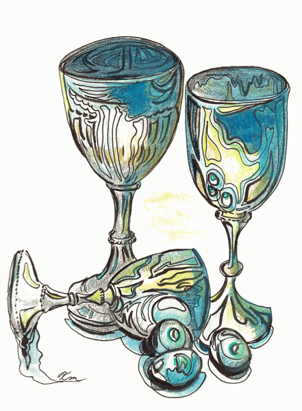 sketch of 3 goblets