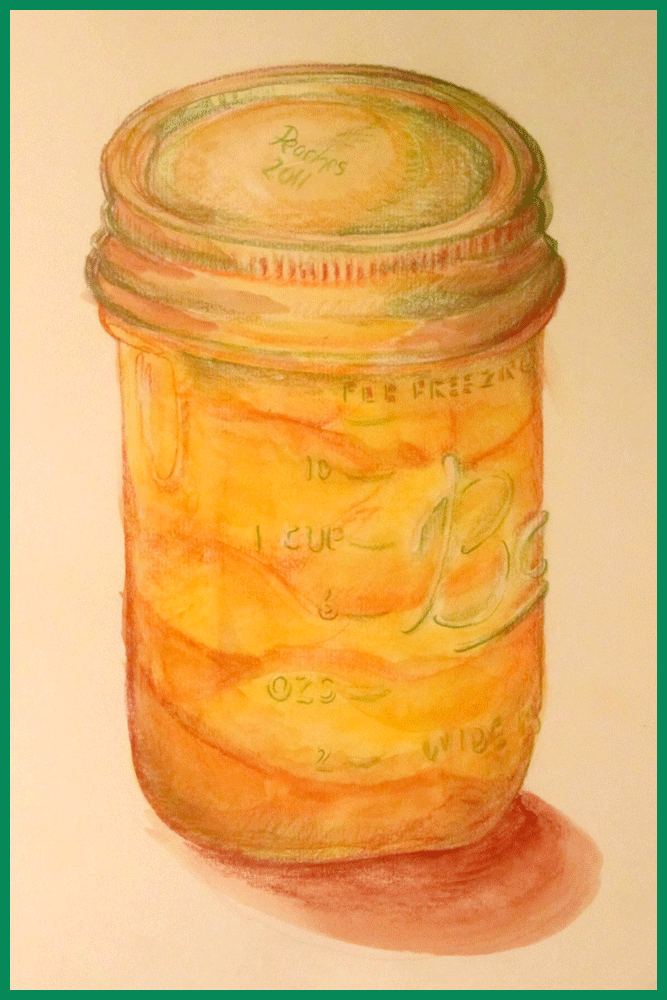 sketch of jar of peaches