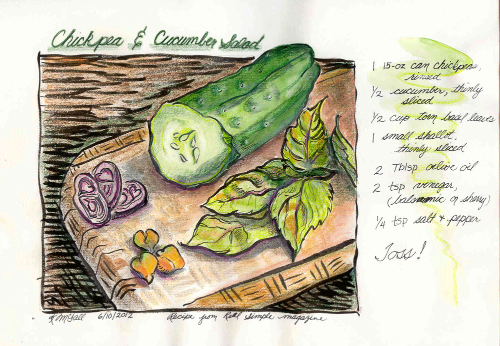 sketch of salad ingredients