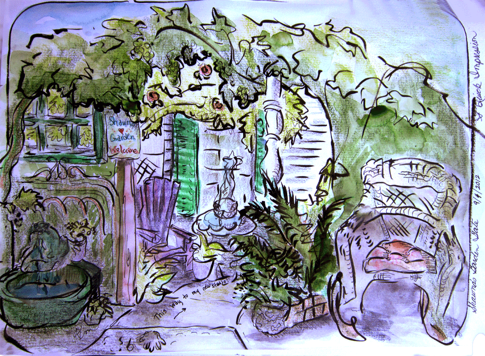 sketch of garden gate