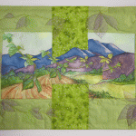 fabric art of mountains and invasive blackberries