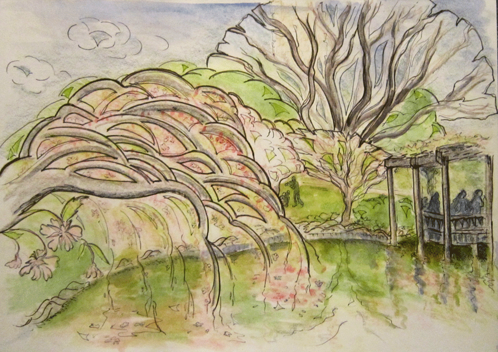 sketch of cherry blossoms