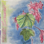 sketch of red flowers and green leaves