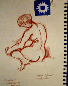sketch of seated woman