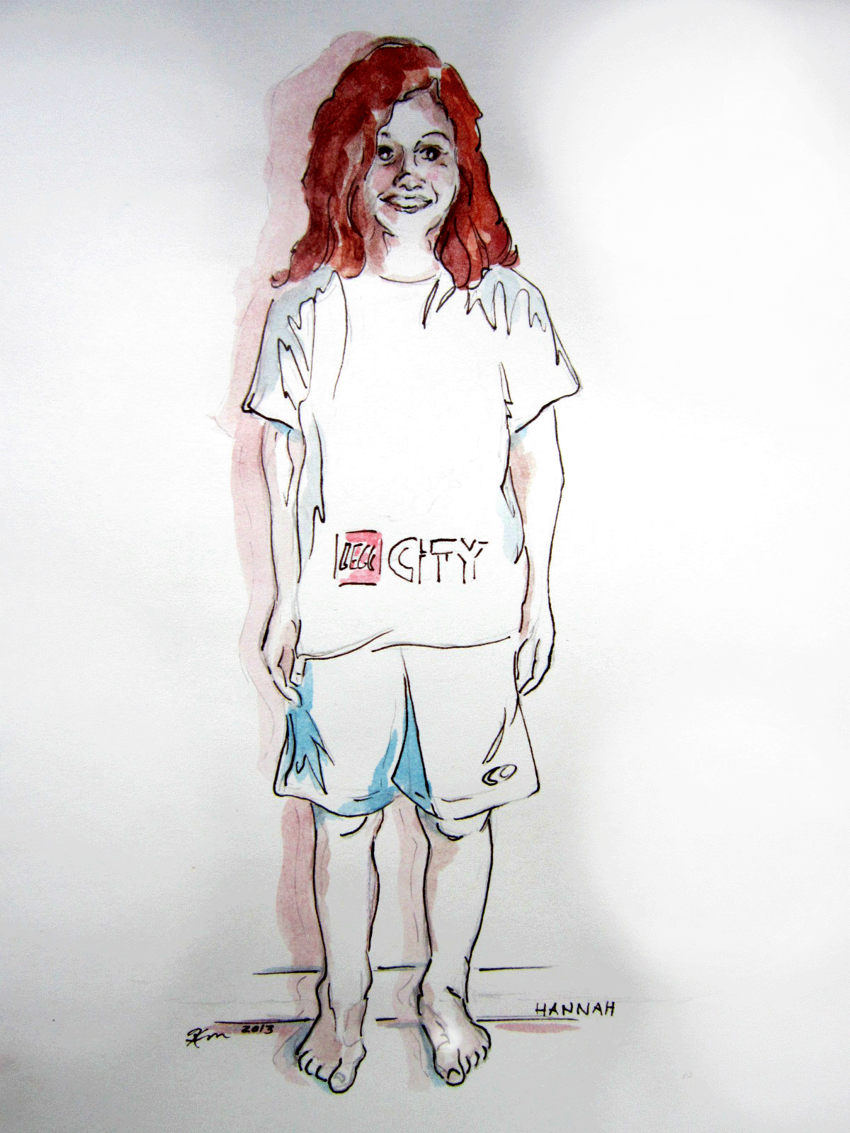 sketch of red-haried girl