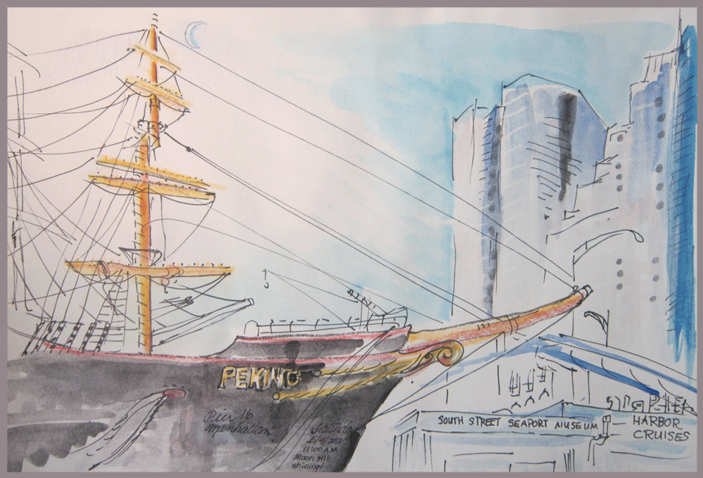 sketch of tall ship
