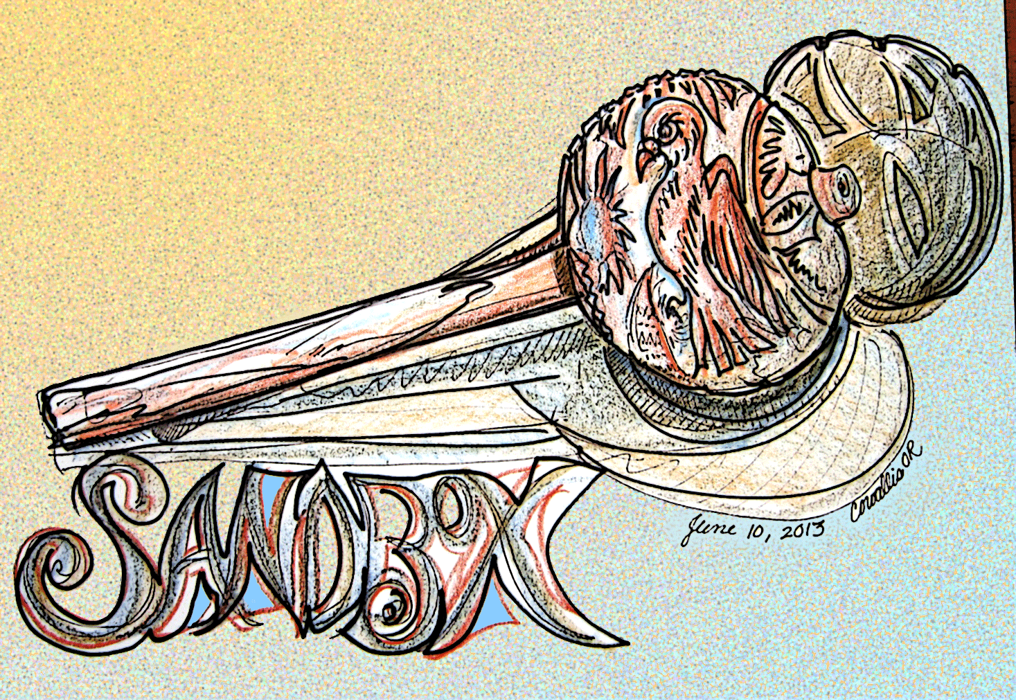 sketch of carved marimbas