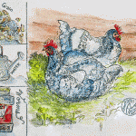 sketch of chickens