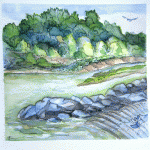 paintng of boat ramp