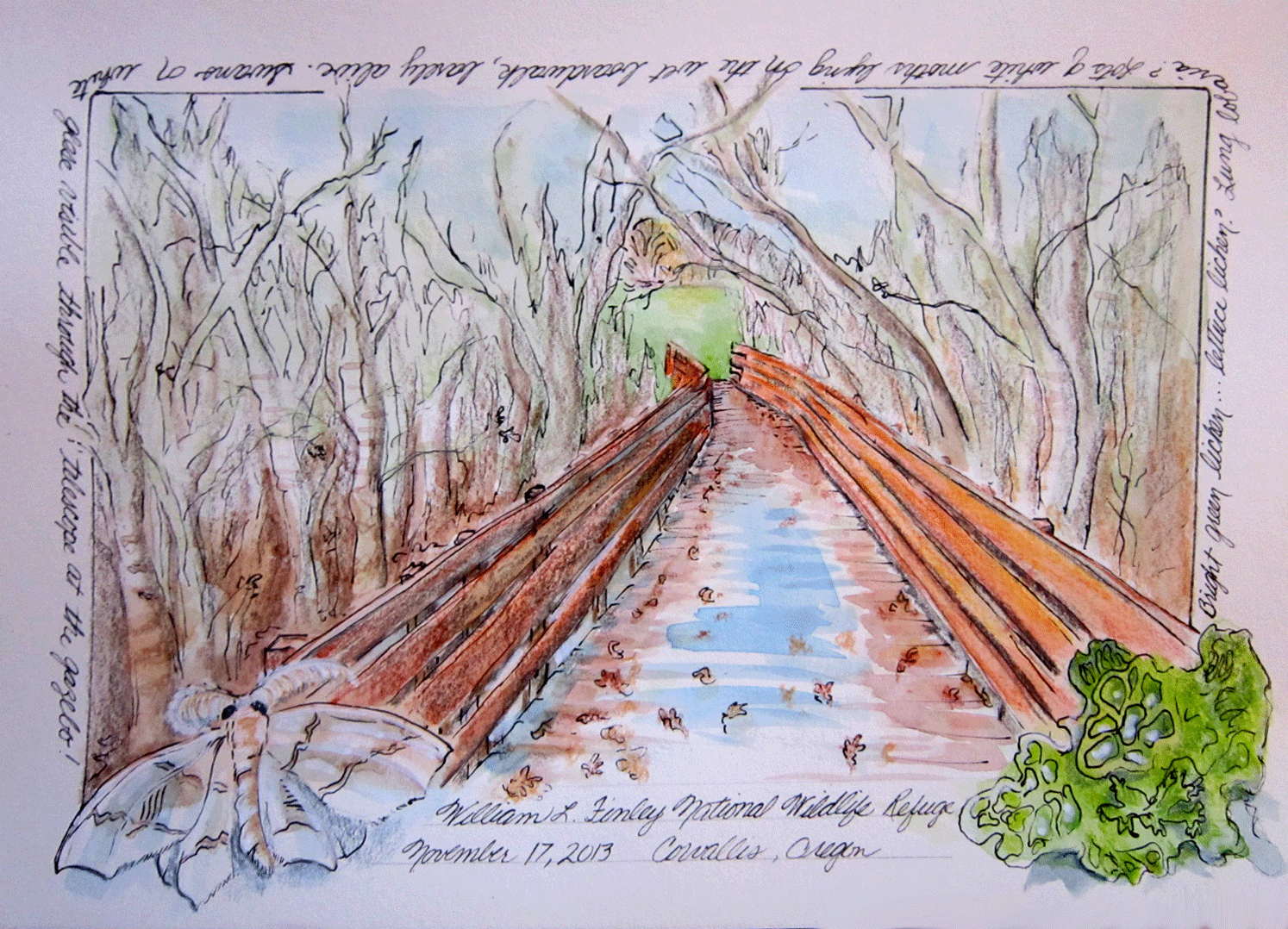 sketch of bridge across ash swale
