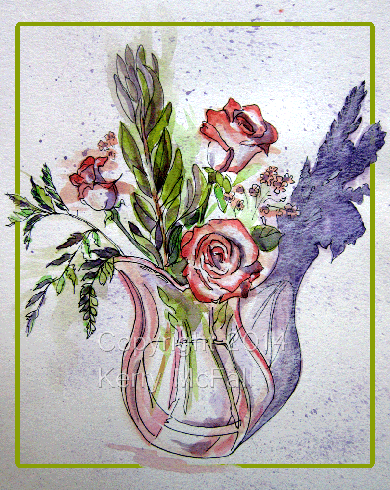 sketch of coral roses