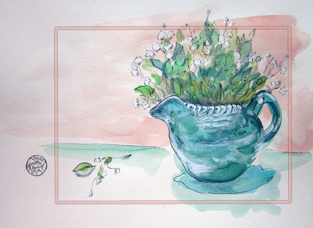 watercolor of baby's breath in pitcher