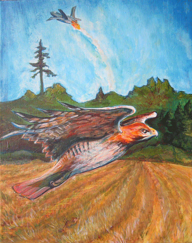 "Raptor," acrylic on canvas, 11" x 14", copyright 2015 by Kerry McFall, $300
