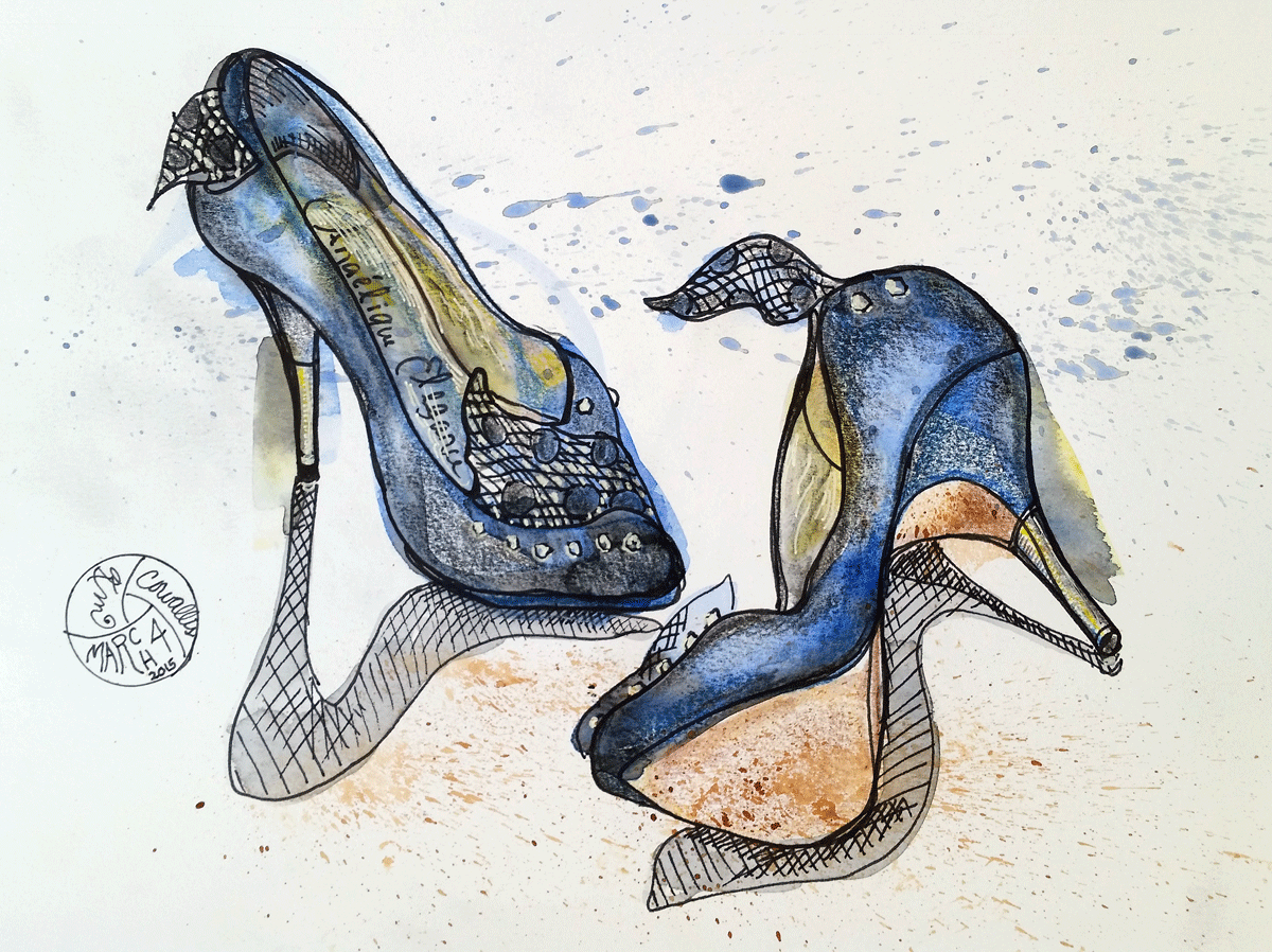 painting of metal stiletto heels