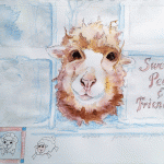 painting of sheep with quilt border
