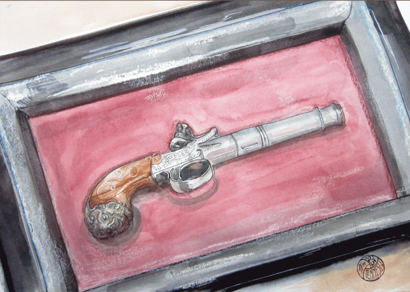sketch of antique gun