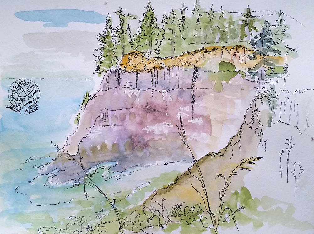 painting of ocean cliffs