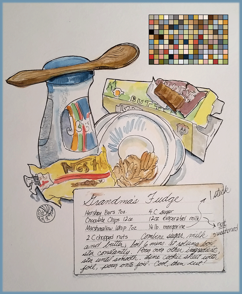 recipe and sketch of ingredients