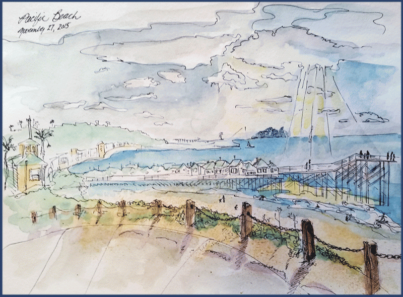 sketch of coastline San Diego