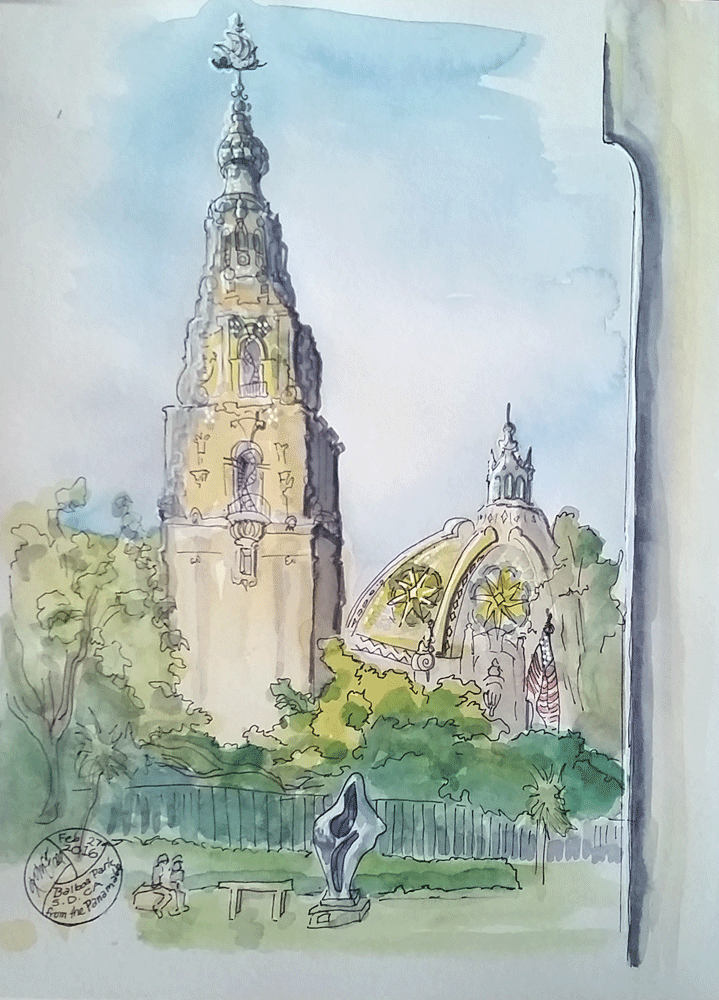 Sketch of tower and dome, San Diego