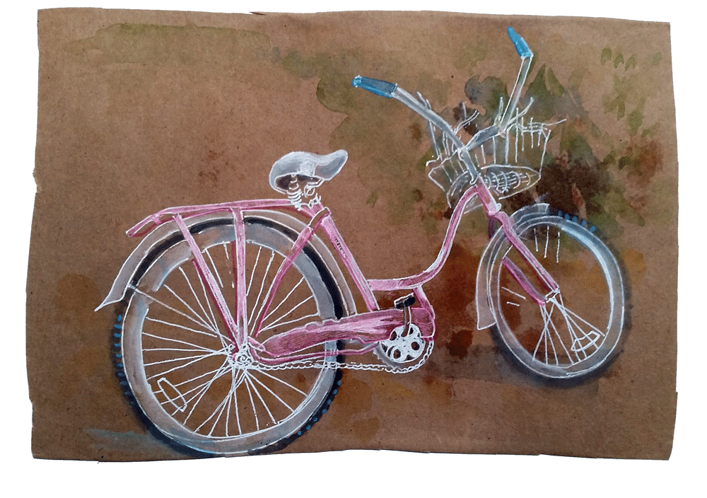 sketch of pink bike