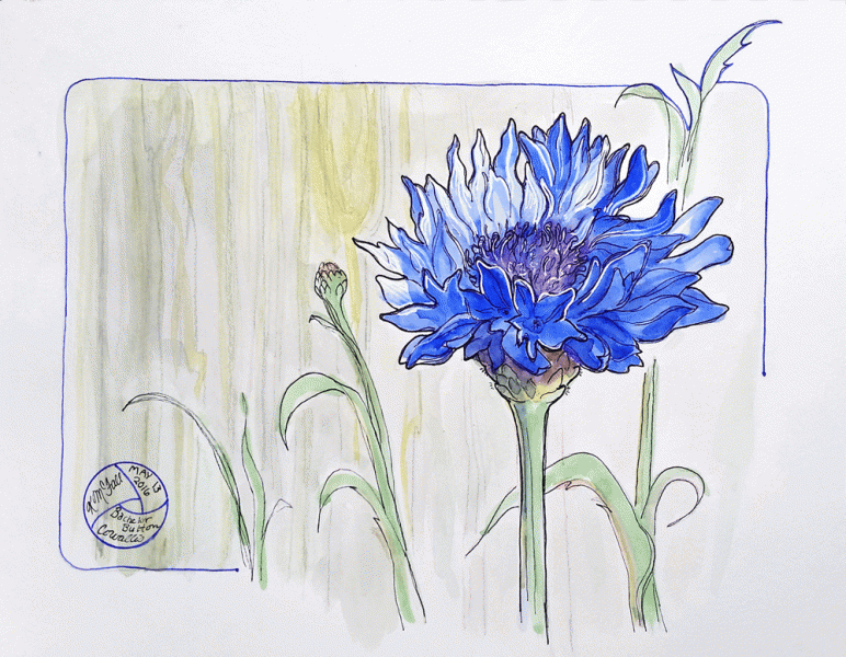 painting of blue flower