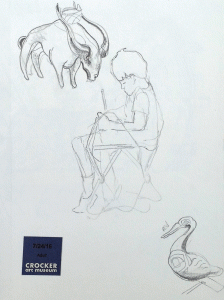 "Boy Sketching at Crocker", pencil by Kerry McFall