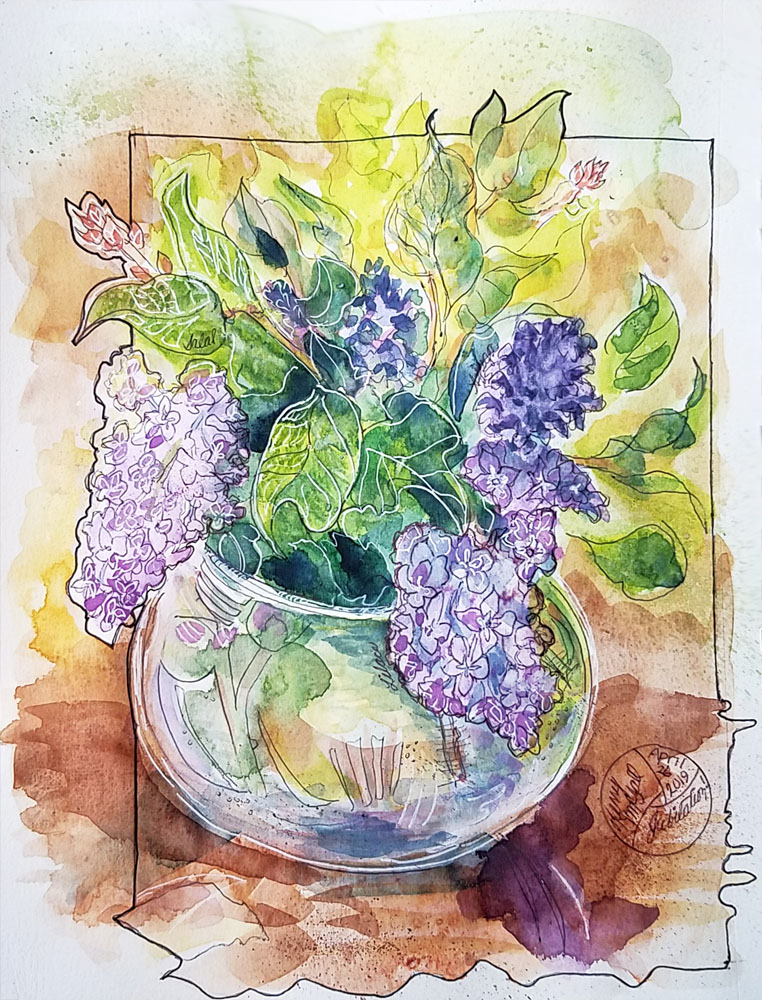 painting of lilacs